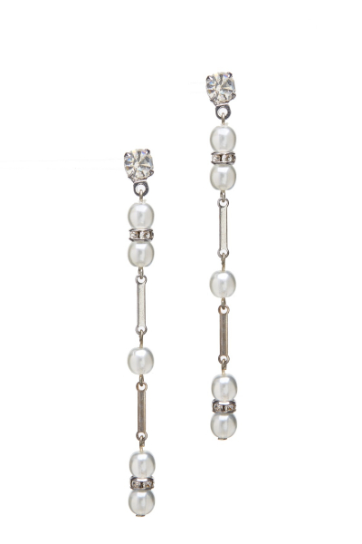 naušnice s perličkou, rhodium