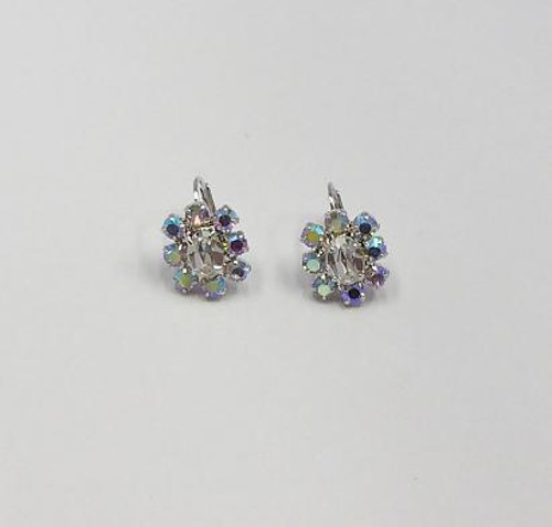 štrasové náušnice na klapce, rhodium-krystal AB