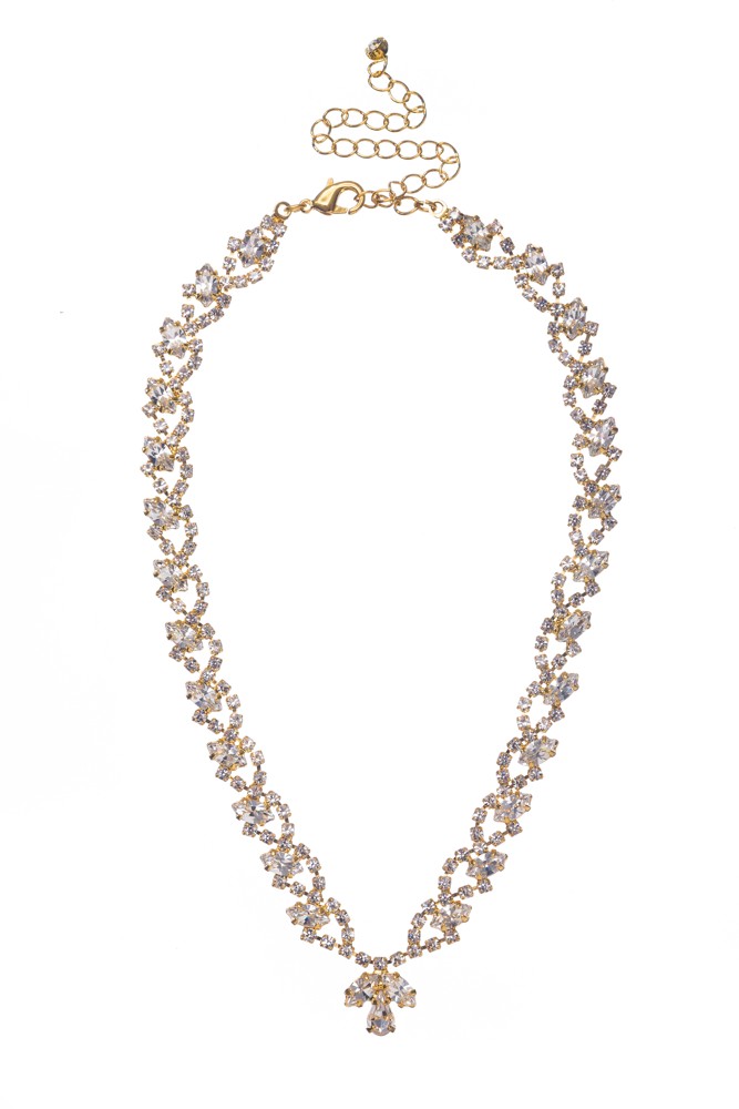 Exkluzivní náhrdelník -  krystal, zlatá galvanizace