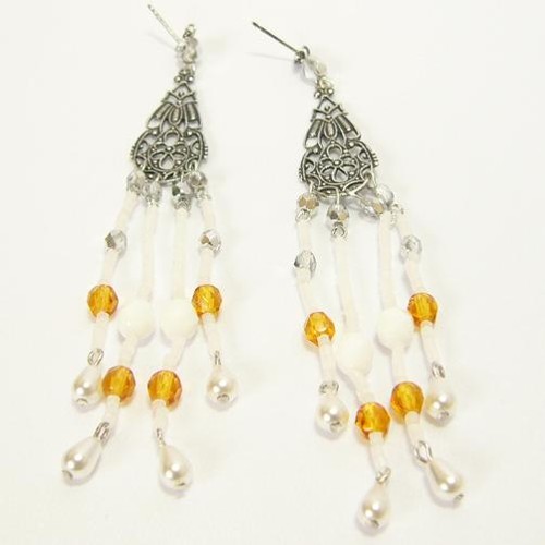 earrings, white + topaz