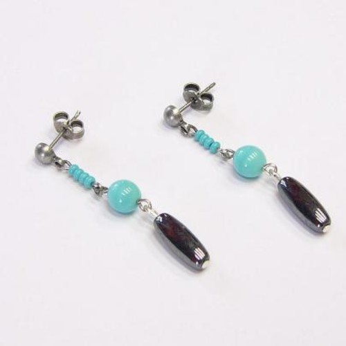 náušnice, puzeta, tyrkys + hematit