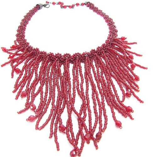 necklace, ruby, fringes
