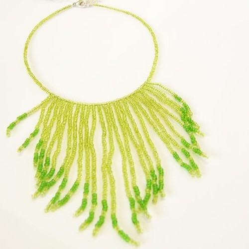 necklace, green, fringes