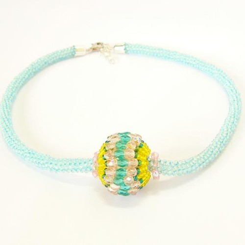 necklace, aqua + violet + yellow