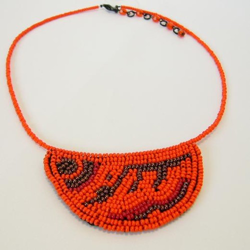necklace, orange & copper-brown