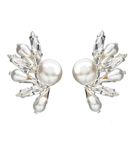 náušnice z perel a krystalů klipsny