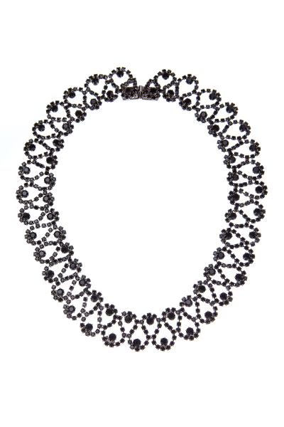 exklusivní štrasový náhrdelník, jet / paladium