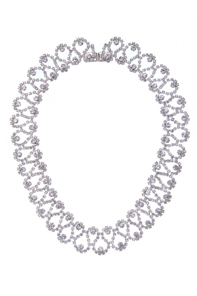 exklusivní štrasový náhrdelník, krystal / stříbrná galvanizace