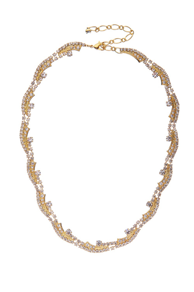 krystalový náhrdelník se zlacenými kovodíly