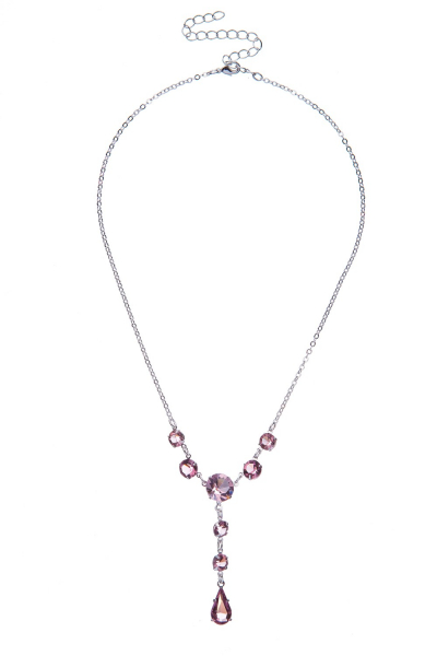 náhrdelník křišťálový, stříbrná galvanizace