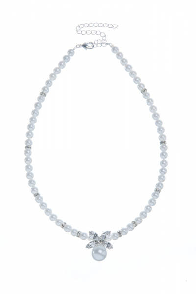 Perlový náhrdelník se štrasovými rondelkami