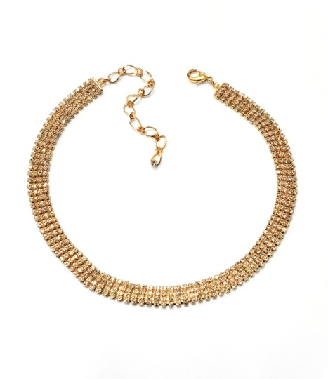 zlatý štrasový obojek choker