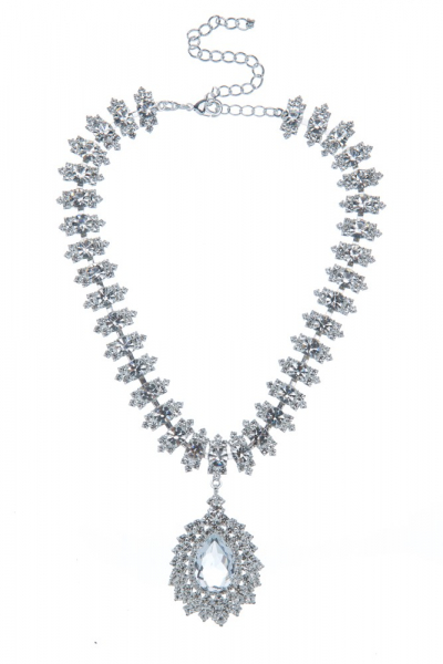 Elegantní štrasový náhrdelník s hruškou, krystal