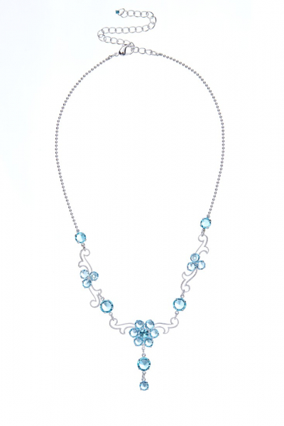 náhrdelník křišťálový, stříbrná galvanizace