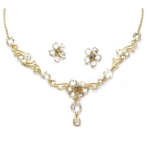 necklace made of clear crystals, gold plated