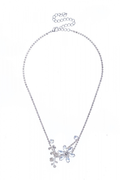 náhrdelník křišťálový, stříbrná galvanizace