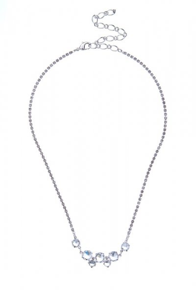 náhrdelník křišťálový, stříbrná galvanizace