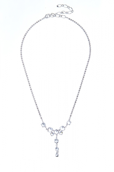 náhrdelník křišťálový, stříbrná galvanizace