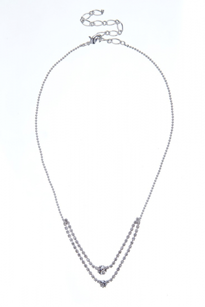 necklace made of clear crystals, silver plated
