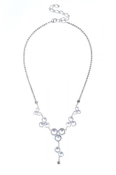náhrdelník křišťálový, stříbrná galvanizace