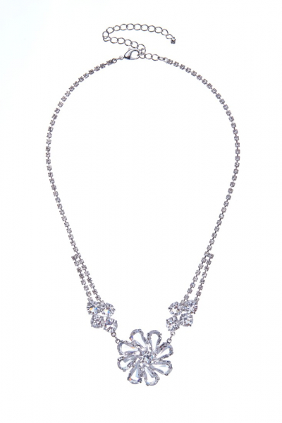 náhrdelník křišťálový, stříbrná galvanizace