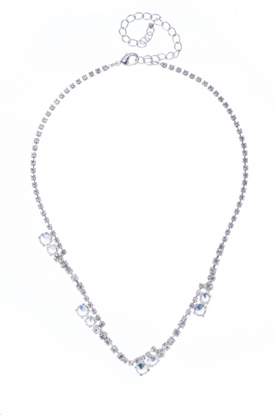 náhrdelník křišťálový, stříbrná galvanizace