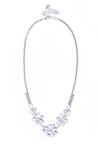 Krásný náhrdelník z českých broušených kamenů na štrasovém řetízku