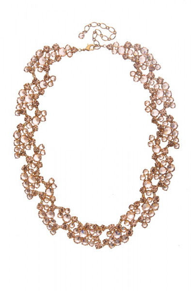 Krystalový náhrdelník v medové barvě