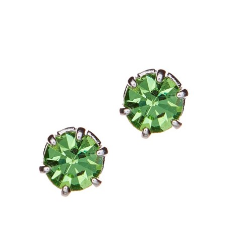 drobné peckové náušnice, peridot zelená