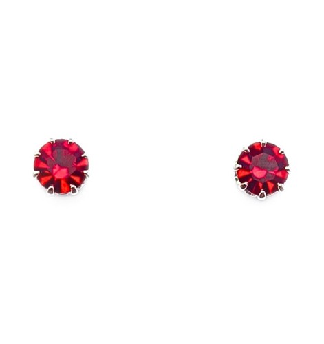 siam red crystal stud earrings