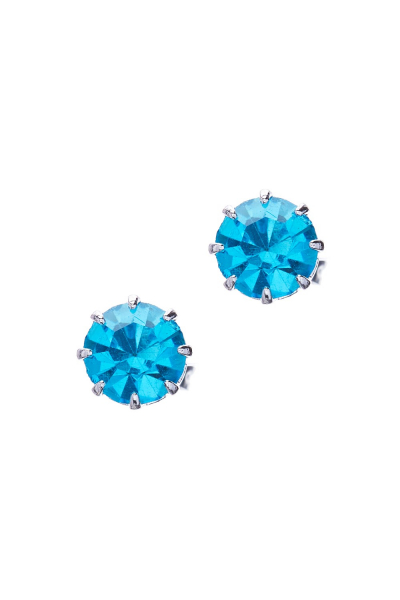 náušnice pecky s modrým krystalkem