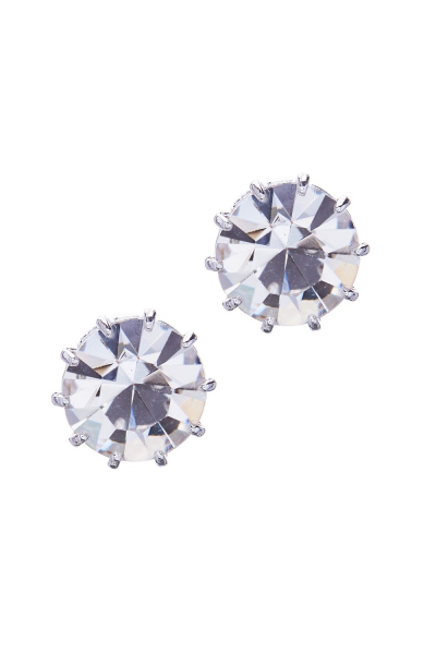 stud crystal earrings, silver plated