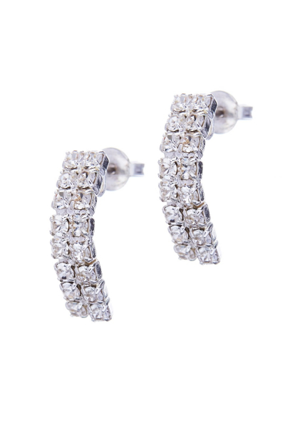 štrasové bombé náušnice, stříbrná galvanizace