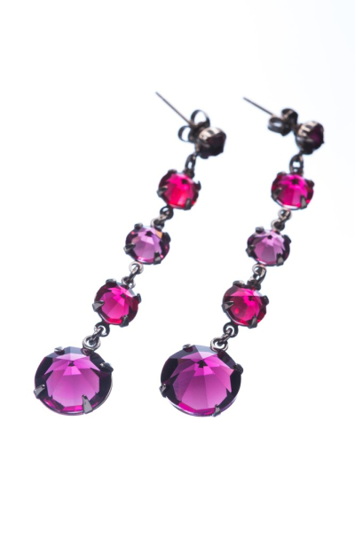 dangle crystal earrings - fuchsia multicolor