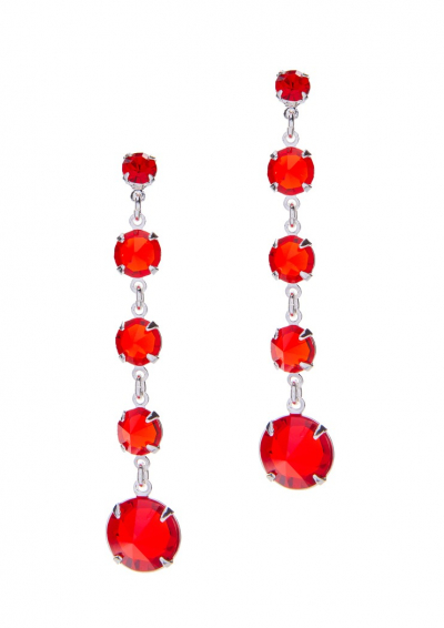 dangle red crystal earrings