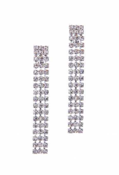 3-row dangle earrings, silver plated