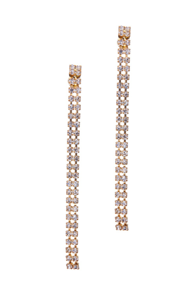 dangle strass earrings, gold plated