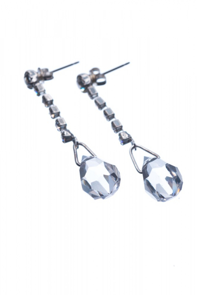 dangle crystal earrings, silver plated