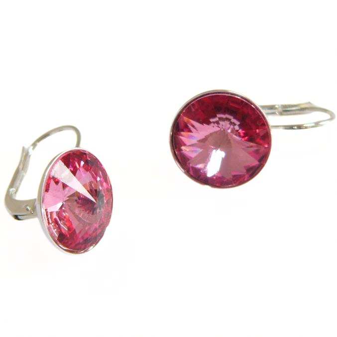 náušnice s kameny Swarovski crystal component, klapka, stříbrná galvanizace