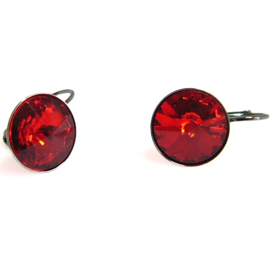 náušnice s kameny Swarovski crystal component, klapka, rutheniový pokov