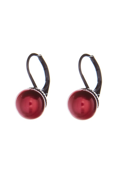 Glass pearl earrings, black plating