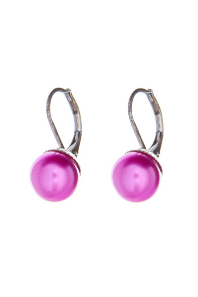 Glass pearl earrings, antique silver plated