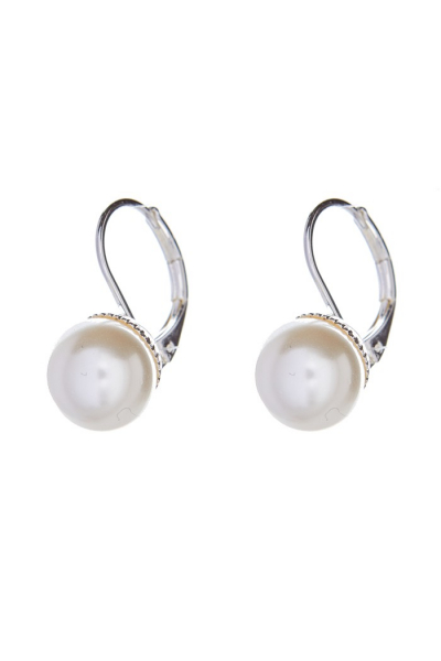 náušnice s perlou, klapka, stříbrná galvanizace