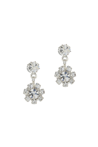 stud earrings with dangle crystal motive