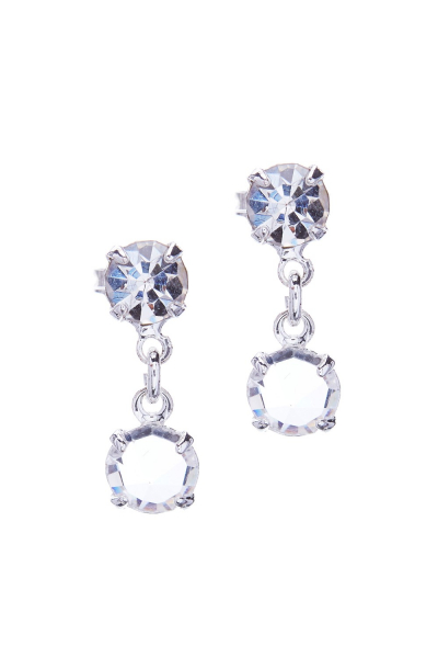 stud earrings with dangle crystal