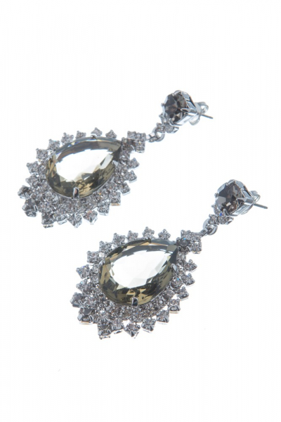 Elegantní štrasové náušnice, black diamond/krystal