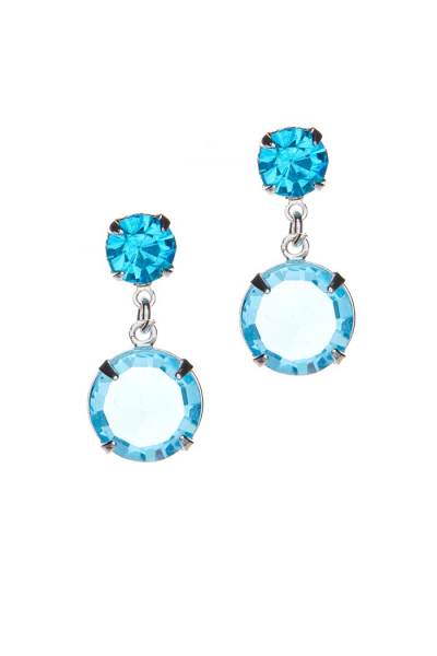 drobné krystalové náušnice modrá aqua