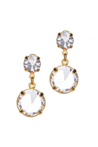 Krystalové náušnice na puzetě, zlatá galvanizace