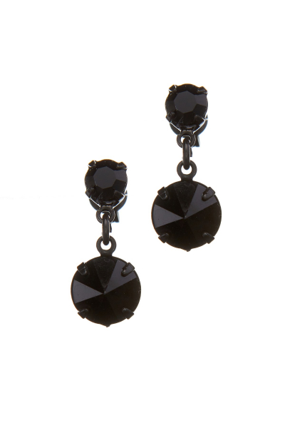 černé náušnice pecky s visacím krystalkem