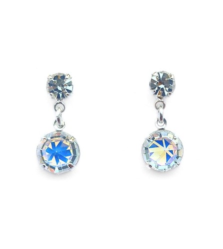 náušnice křišťálové, stříbrná galvanizace